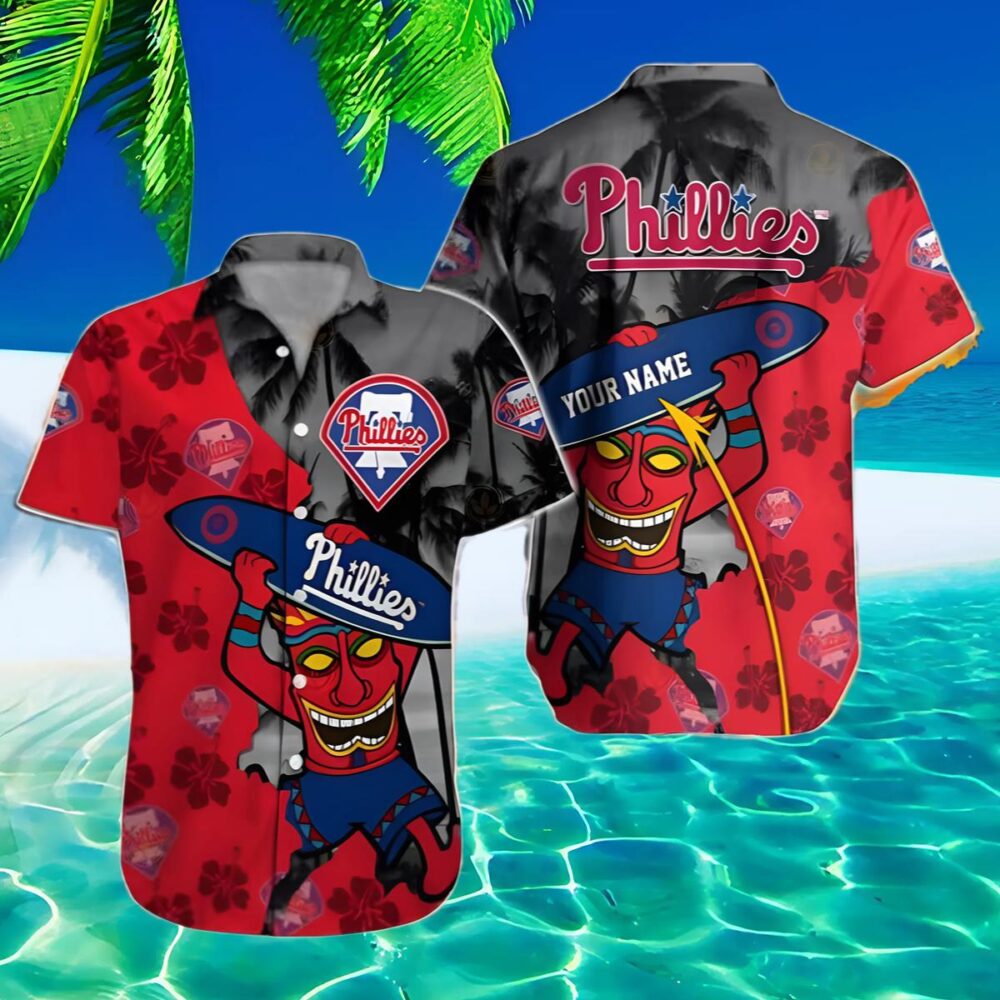 Tiki Philadelphia Phillies Hawaiian Shirt Customizable Name MLB Aloha Shirt Gift For Fans 2