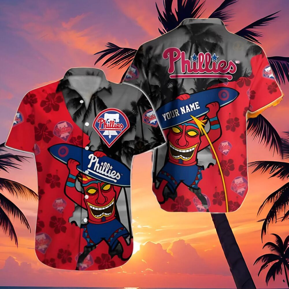 Tiki Philadelphia Phillies Hawaiian Shirt Customizable Name MLB Aloha Shirt Gift For Fans 4