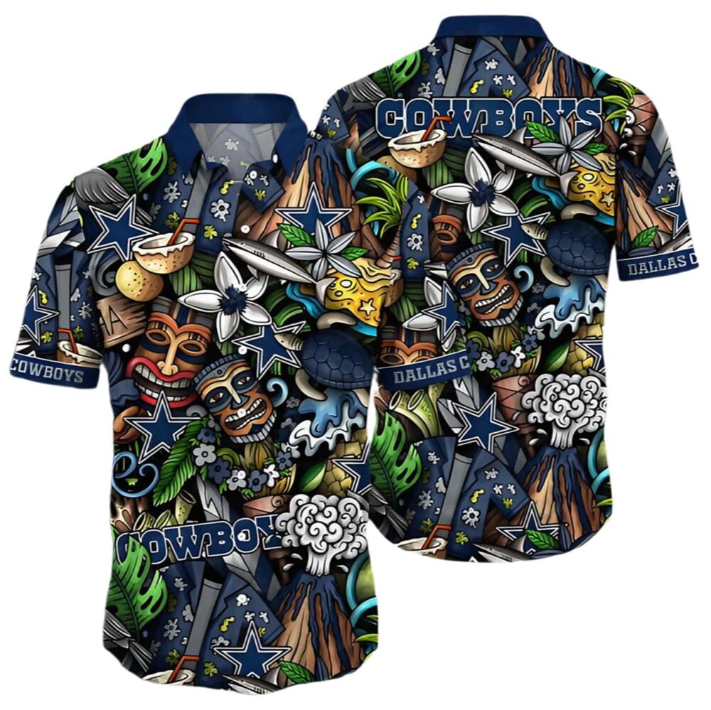 Tiki Tropics Dallas Cowboys Hawaiian Shirt NFL Gifts For Fans 1