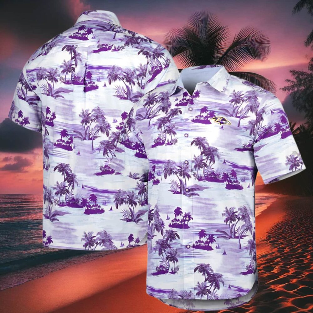 Tommy Bahama Baltimore Ravens Hawaiian Shirt Purple NFL Gifts For Fans 2