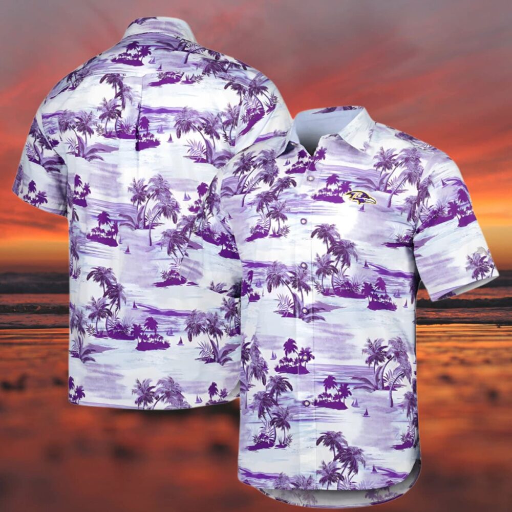 Tommy Bahama Baltimore Ravens Hawaiian Shirt Purple NFL Gifts For Fans 3