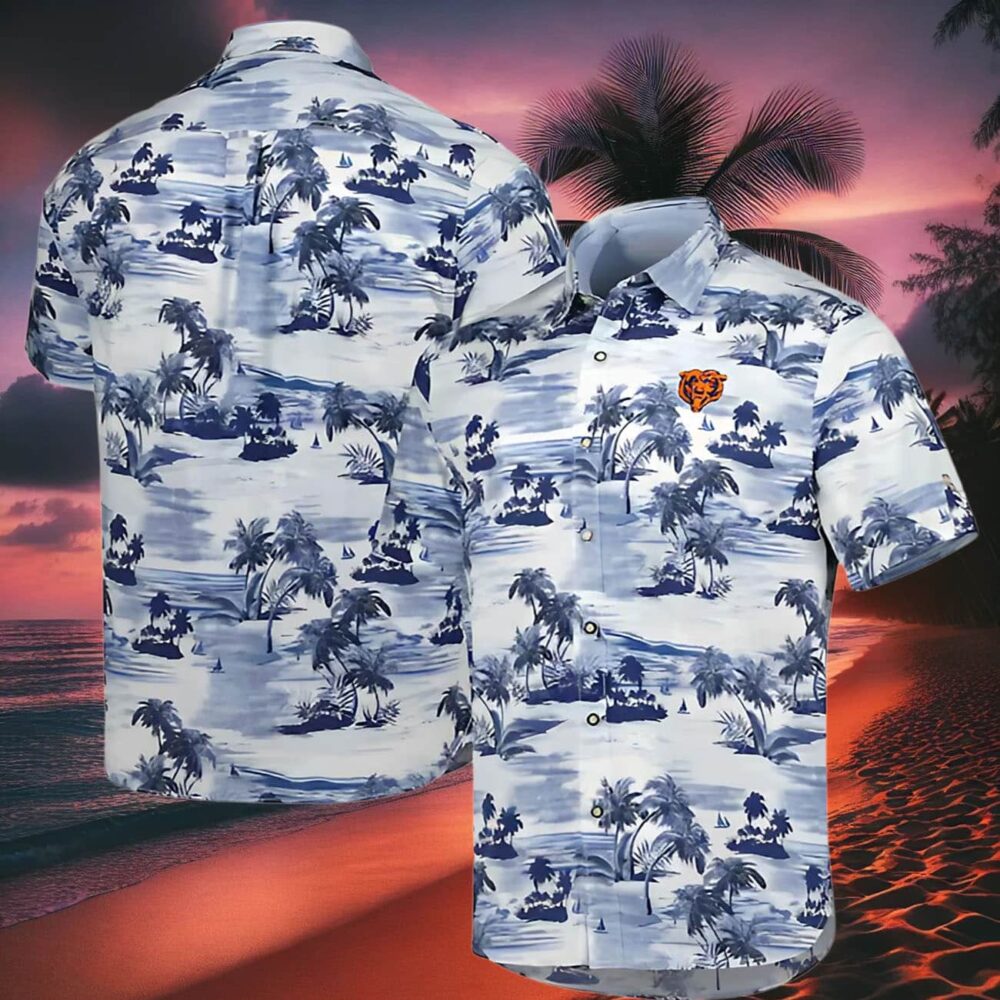 Tommy Bahama Navy Chicago Bears Hawaiian Shirt Tropical Horizons Butt NFL Gifts For Fans 2