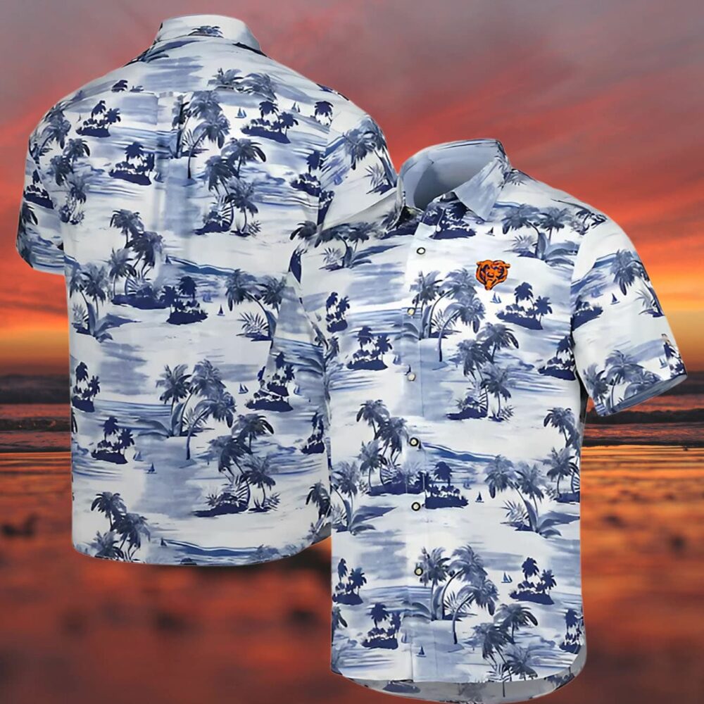 Tommy Bahama Navy Chicago Bears Hawaiian Shirt Tropical Horizons Butt NFL Gifts For Fans 3