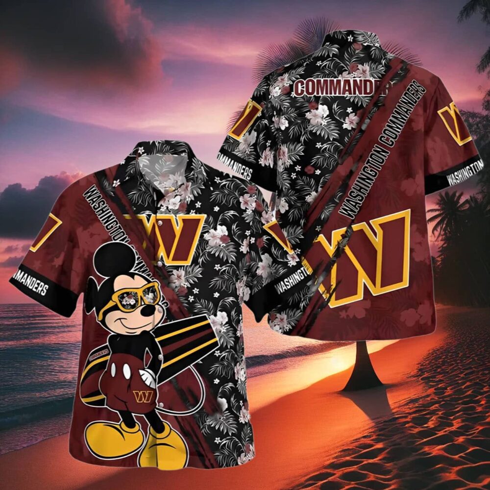 Washington Commanders Hawaiian Shirt Logo And Mickey Mouse NFL Gifts For Fans 2