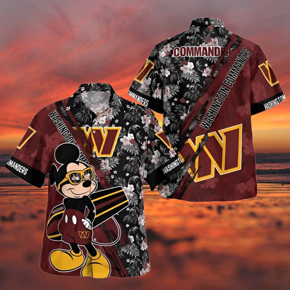 Washington Commanders Hawaiian Shirt Logo And Mickey Mouse NFL Gifts For Fans 3