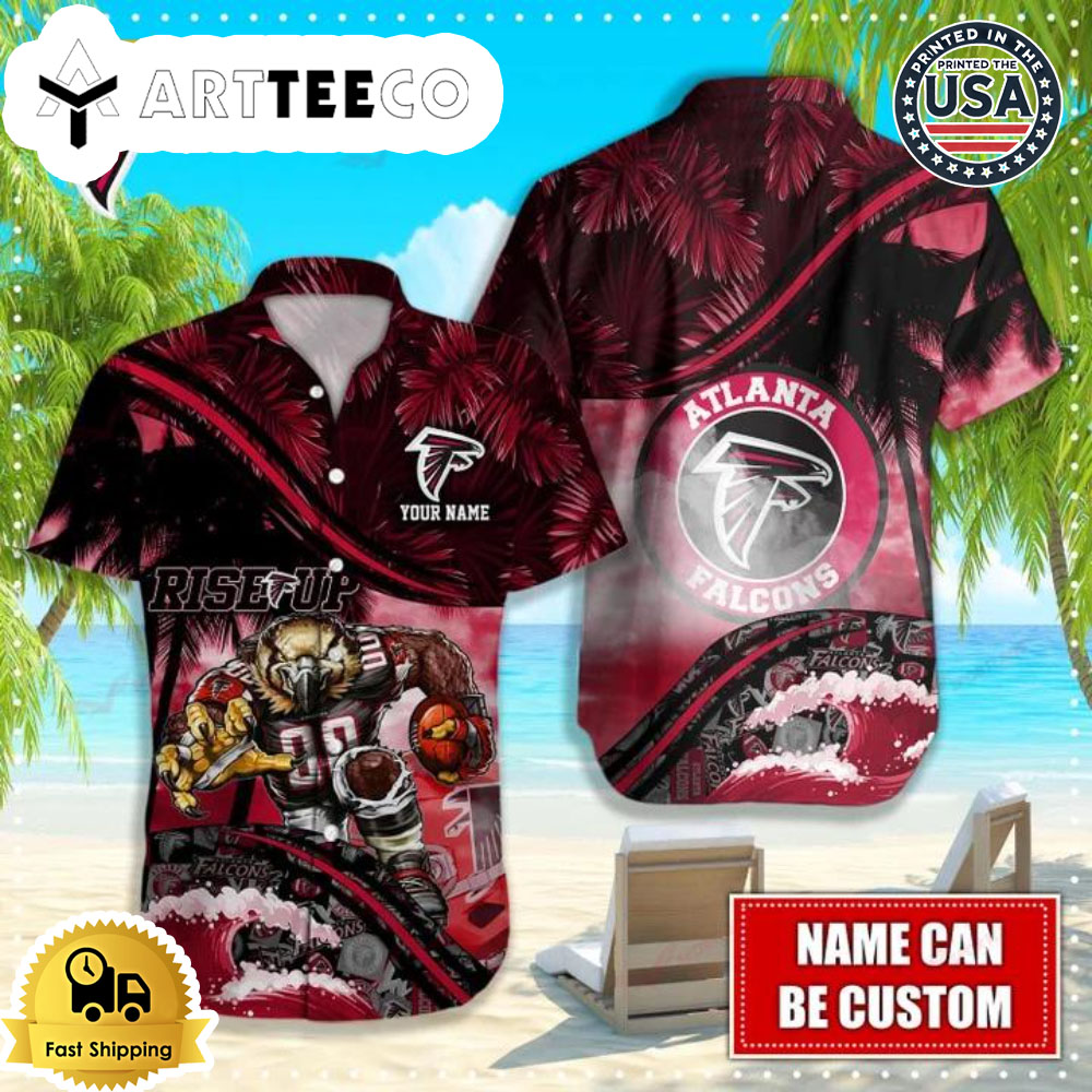 Atlanta Falcons Logo Team Mascot Hawaiian Shirt Football Mascot Aloha Shirt NFL Aloha Shirt