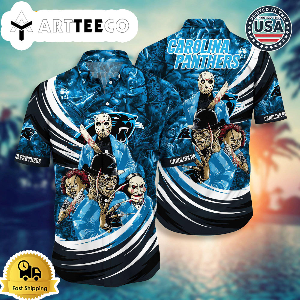 Carolina Panthers Halloween Horror Movies Summer Hawaiian Shirts Carolina Panthers Aloha Shirt T Shirt Trending