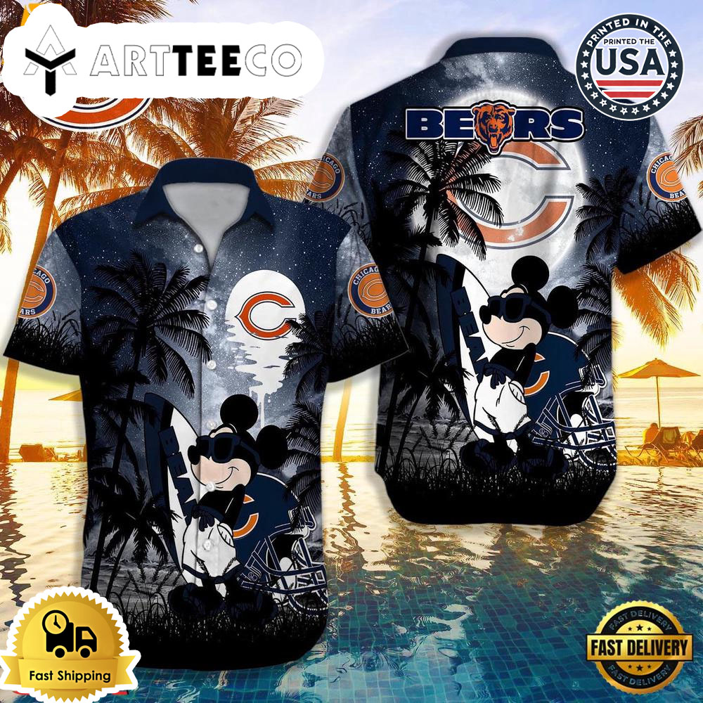 Chicago Bears Mickey Mouse Summer Hawaiian Shirt Disney Hawaiian Shirt Chicago Bears Aloha Shirt