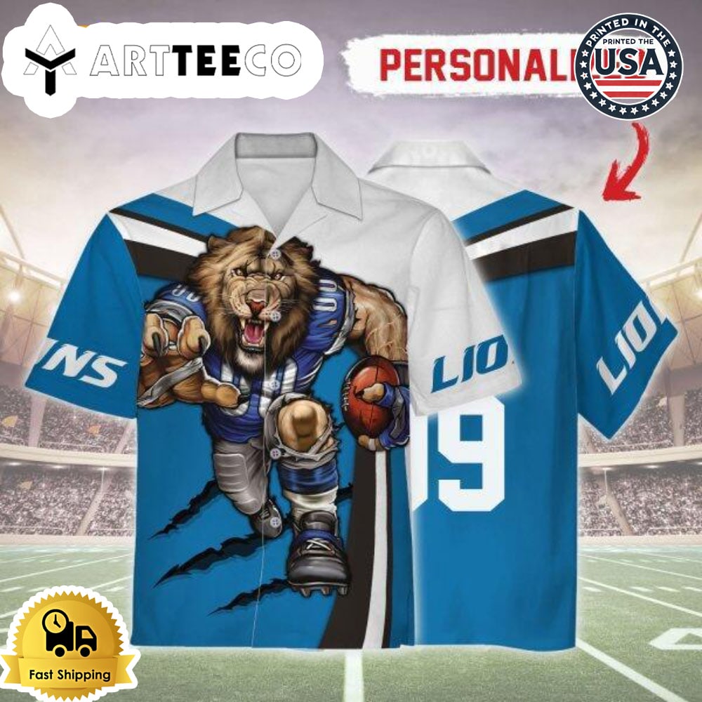 Detroit Lions Football Team Mascot Hawaiian Shirt NFL Aloha Shirt
