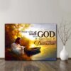 Jesus Holding Lamb In Riverbank In The Sunset Canvas Poster Wall Art