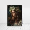Jesus Portrait Flowers Canvas Poster Wall Art