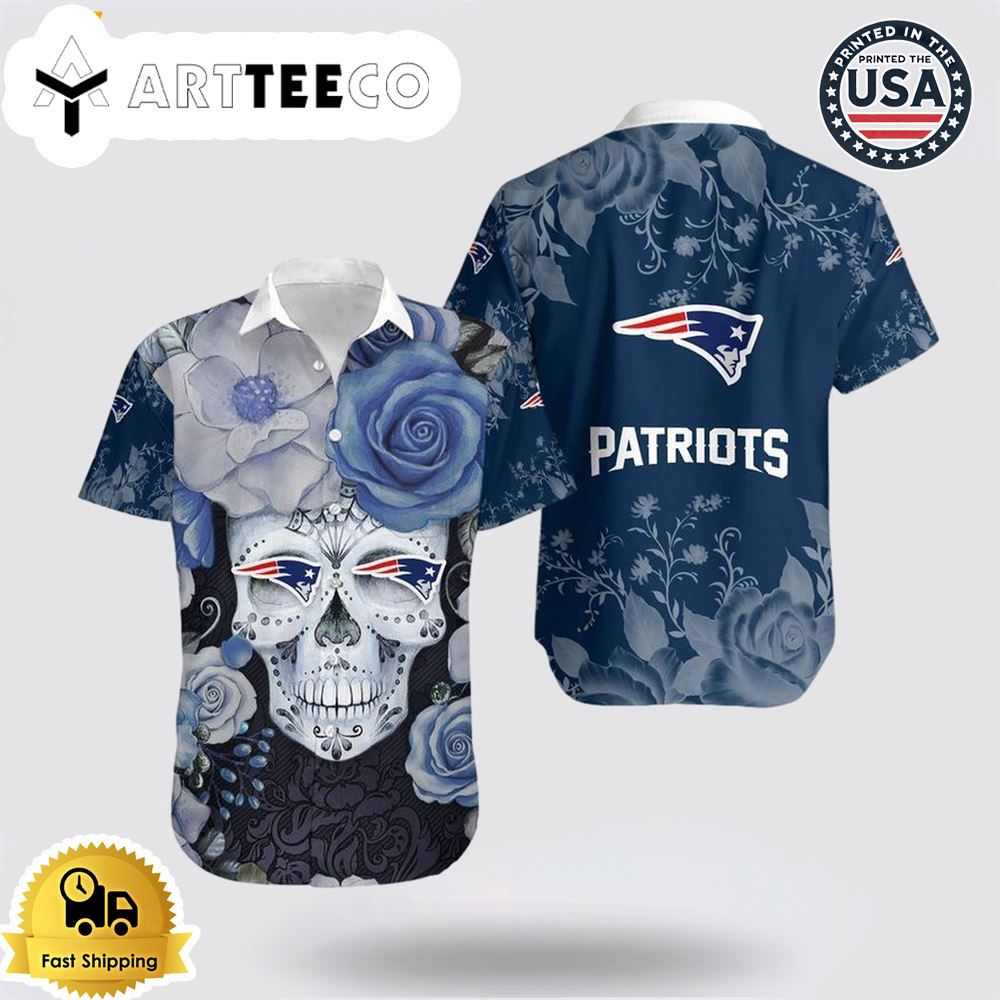 New England Patriots Hawaiian Shirts Skull Halloween Unleash Your Team Spirit In Tropical Splendor NFL Aloha Shirt