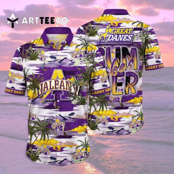 Albany Great Danes Palm Tree Paradise For Sports Fans Hawaiian Shirt 2