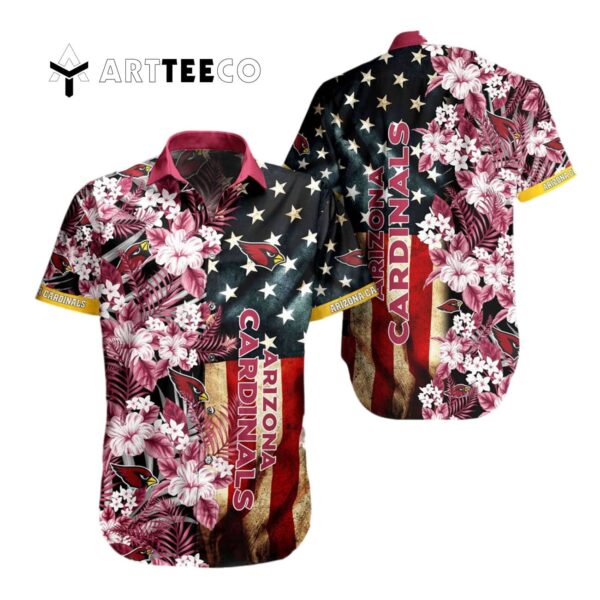 Arizona Cardinals Aloha Flag Flower Hawaiian Shirt 1