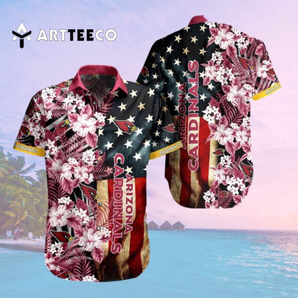 Arizona Cardinals Aloha Flag Flower Hawaiian Shirt 2