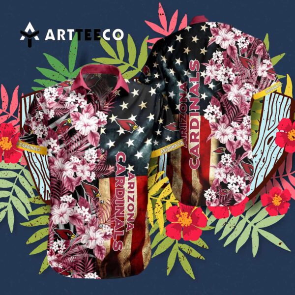 Arizona Cardinals Aloha Flag Flower Hawaiian Shirt 3