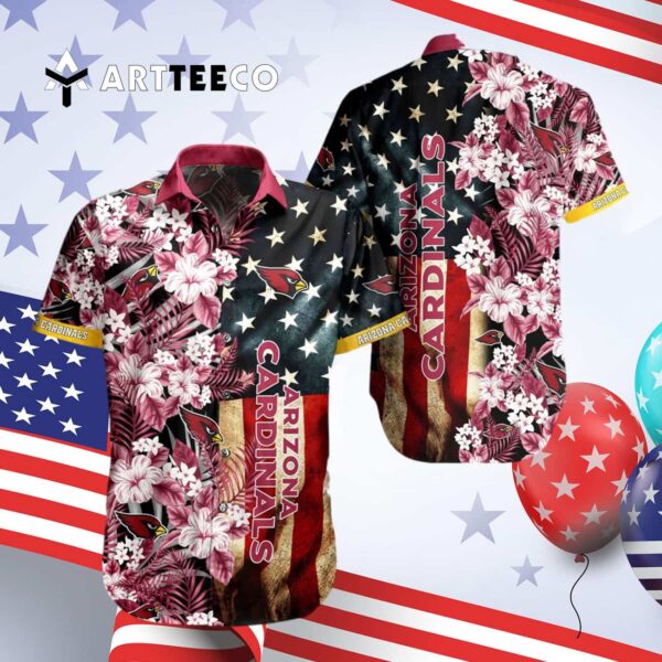 Arizona Cardinals Aloha Flag Flower Hawaiian Shirt 4