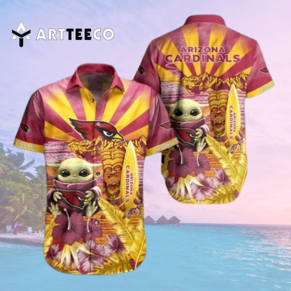 Arizona Cardinals Baby Yoda Style Hawaiian Shirt 2