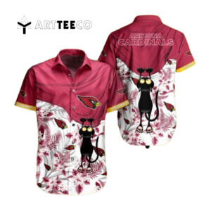 Arizona Cardinals Black Cat Hawaiian Shirt 1