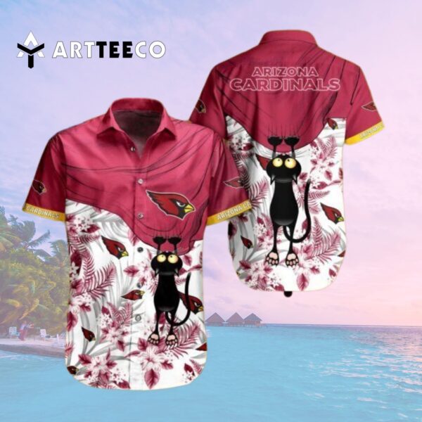 Arizona Cardinals Black Cat Hawaiian Shirt 2