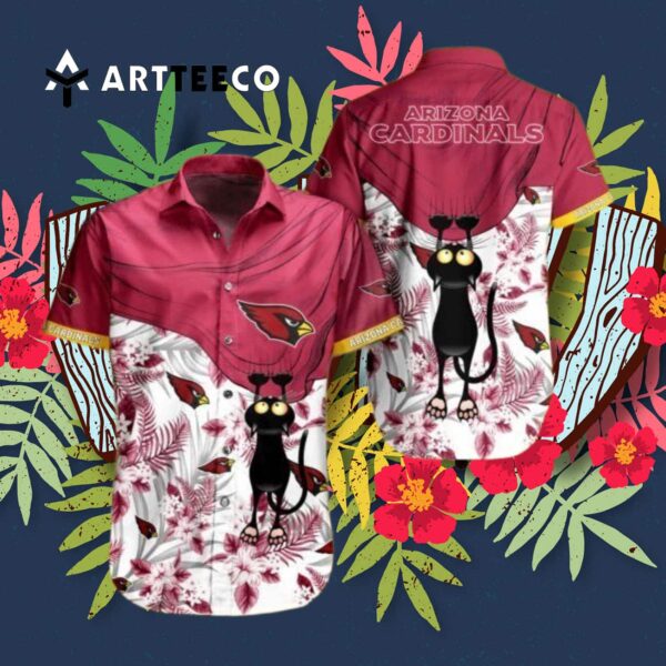 Arizona Cardinals Black Cat Hawaiian Shirt 3