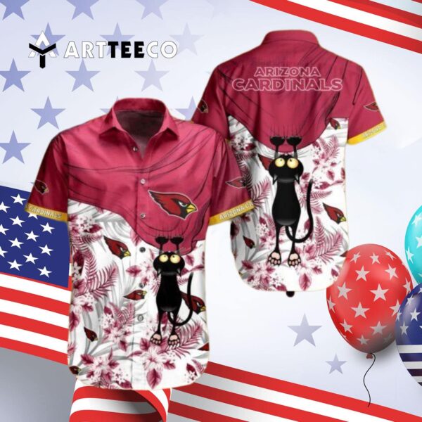 Arizona Cardinals Black Cat Hawaiian Shirt 4