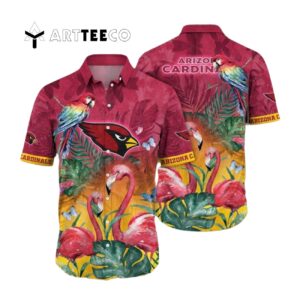 Arizona Cardinals Flamingo And Flower Aloha Hawaiian Shirt 1