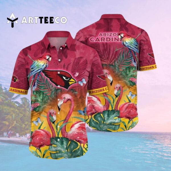 Arizona Cardinals Flamingo And Flower Aloha Hawaiian Shirt 2
