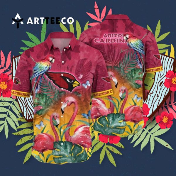 Arizona Cardinals Flamingo And Flower Aloha Hawaiian Shirt 3