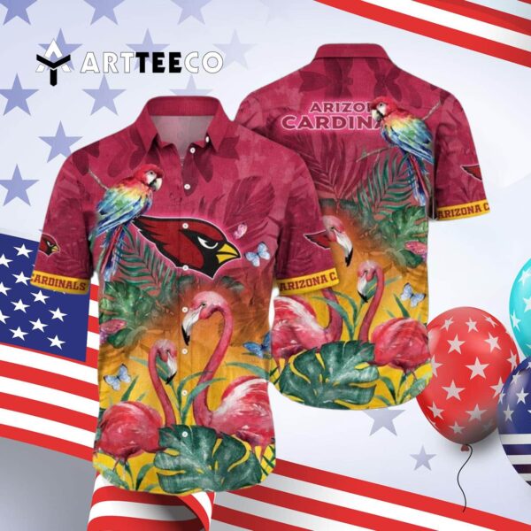 Arizona Cardinals Flamingo And Flower Aloha Hawaiian Shirt 4