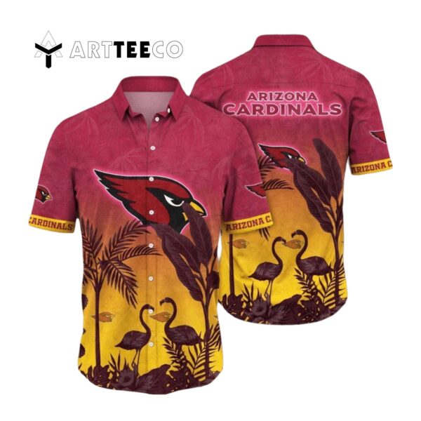 Arizona Cardinals Flamingo And Flower Funny Hawaiian Shirt 1