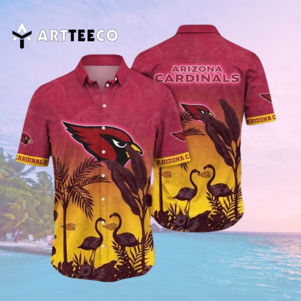 Arizona Cardinals Flamingo And Flower Funny Hawaiian Shirt 2