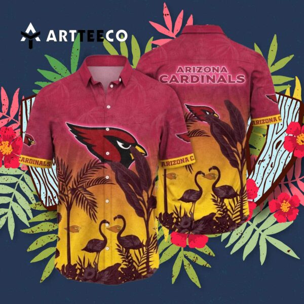 Arizona Cardinals Flamingo And Flower Funny Hawaiian Shirt 3