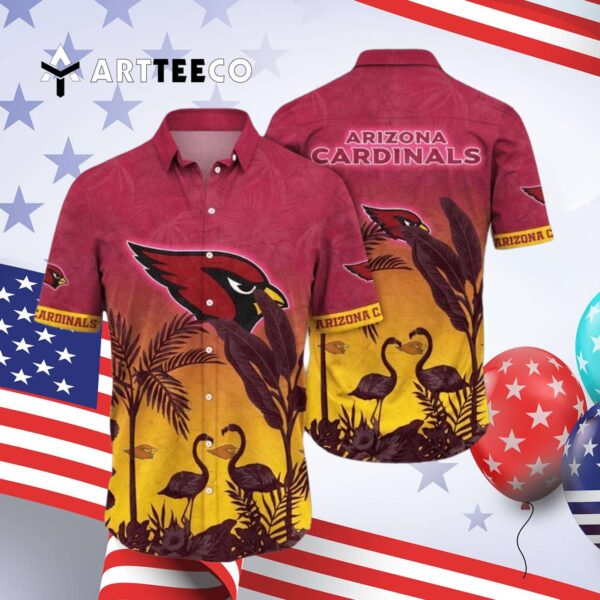 Arizona Cardinals Flamingo And Flower Funny Hawaiian Shirt 4