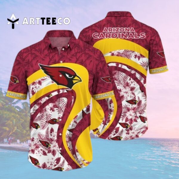 Arizona Cardinals Line Waves Pattern Summer Hawaiian Shirt 2