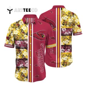 Arizona Cardinals Lines Flowers Hawaiian Shirt 1
