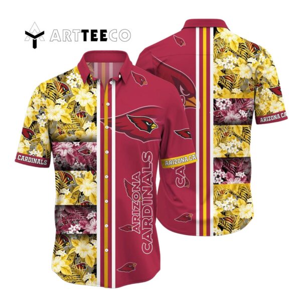 Arizona Cardinals Lines Flowers Hawaiian Shirt 1