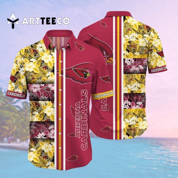 Arizona Cardinals Lines Flowers Hawaiian Shirt 2