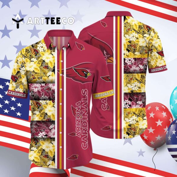 Arizona Cardinals Lines Flowers Hawaiian Shirt 4