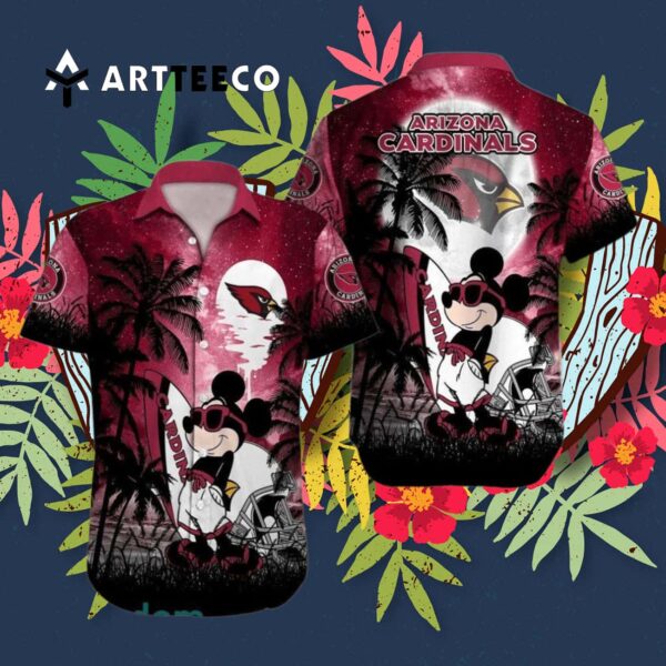Arizona Cardinals Mickey Mouse Aloha Hawaiian Shirt 3