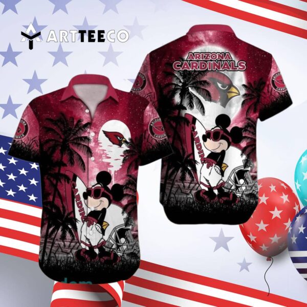 Arizona Cardinals Mickey Mouse Aloha Hawaiian Shirt 4