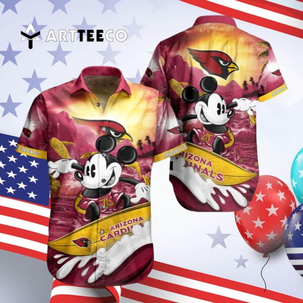 Arizona Cardinals Mickey Mouse Summer Hawaiian Shirt 4