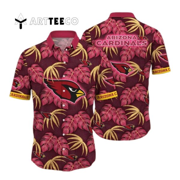 Arizona Cardinals Palm Leaves Pattern Summer Aloha Hawaiian Shirt 1