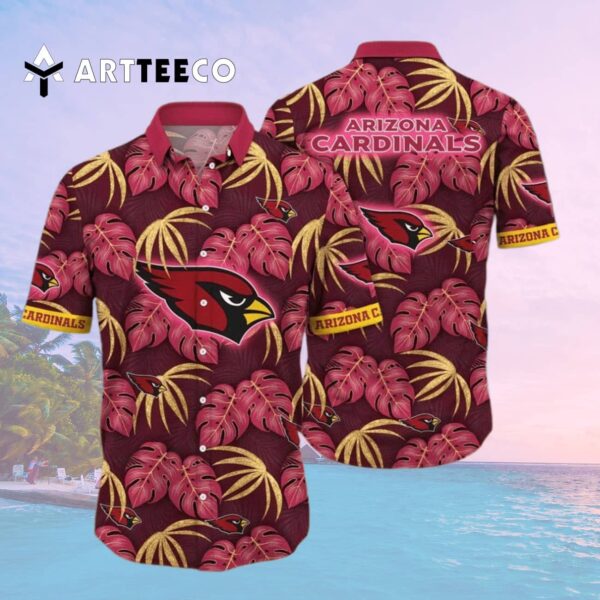 Arizona Cardinals Palm Leaves Pattern Summer Aloha Hawaiian Shirt 2