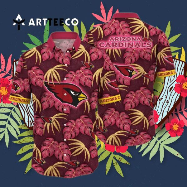 Arizona Cardinals Palm Leaves Pattern Summer Aloha Hawaiian Shirt 3