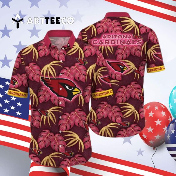 Arizona Cardinals Palm Leaves Pattern Summer Aloha Hawaiian Shirt 4