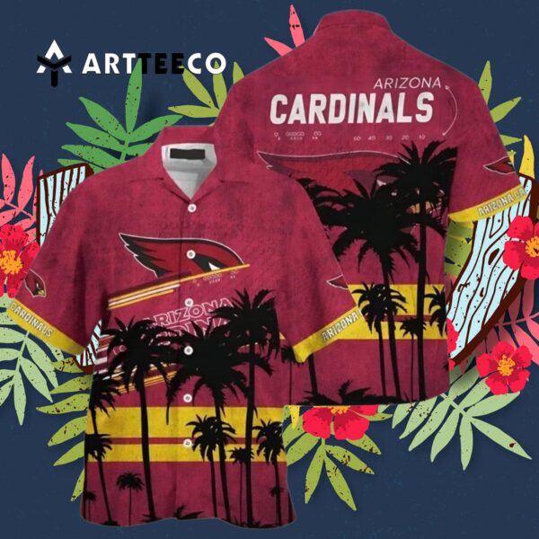 Arizona Cardinals Palm Leaves Pattern Summer Hawaiian Shirt 3