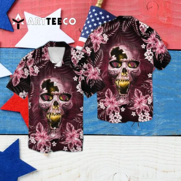 Arizona Cardinals Skull Hawaiian Shirt 4