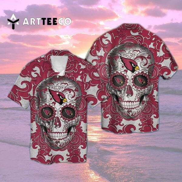 Arizona Cardinals Sugar Skull Hawaiian Shirt 2