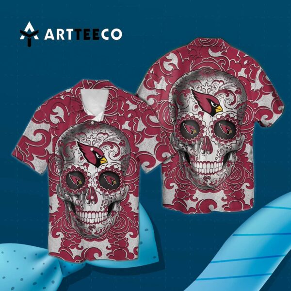 Arizona Cardinals Sugar Skull Hawaiian Shirt 3